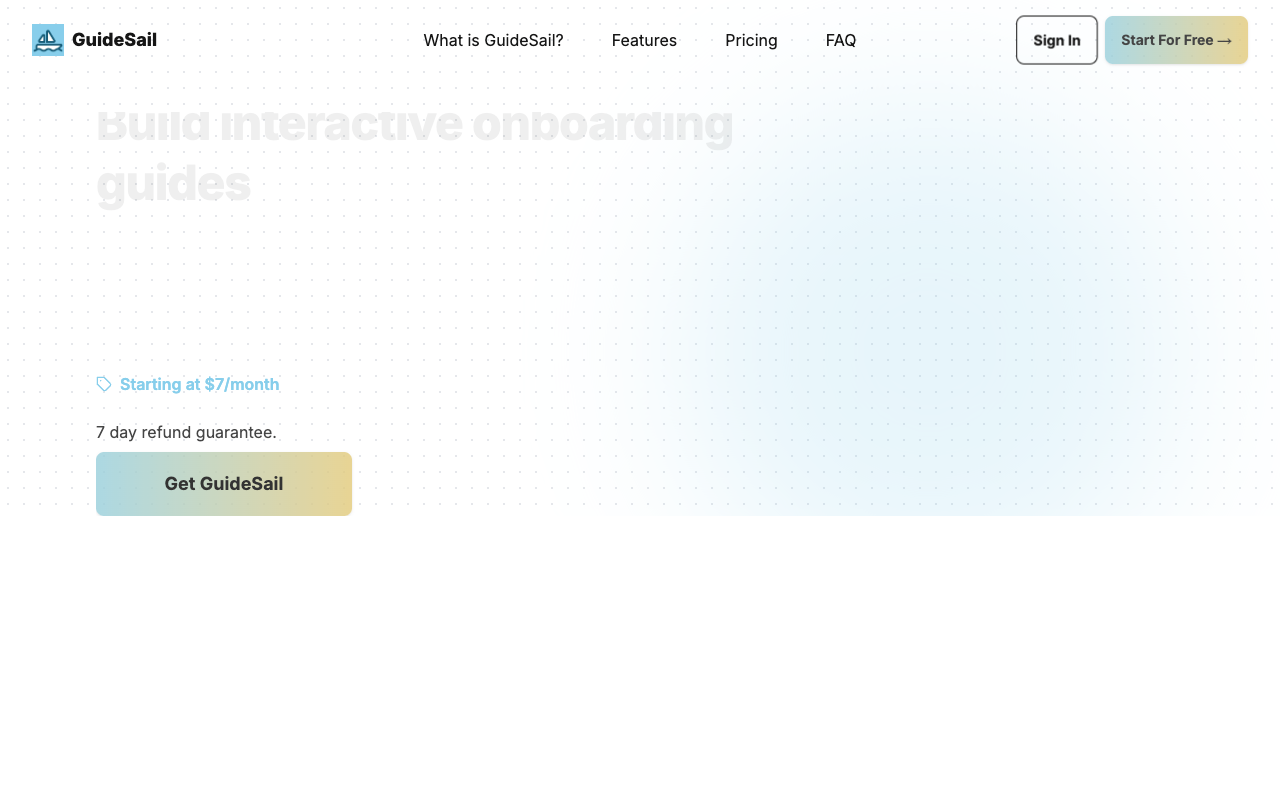 GuideSail - User onboarding for IndieHackers