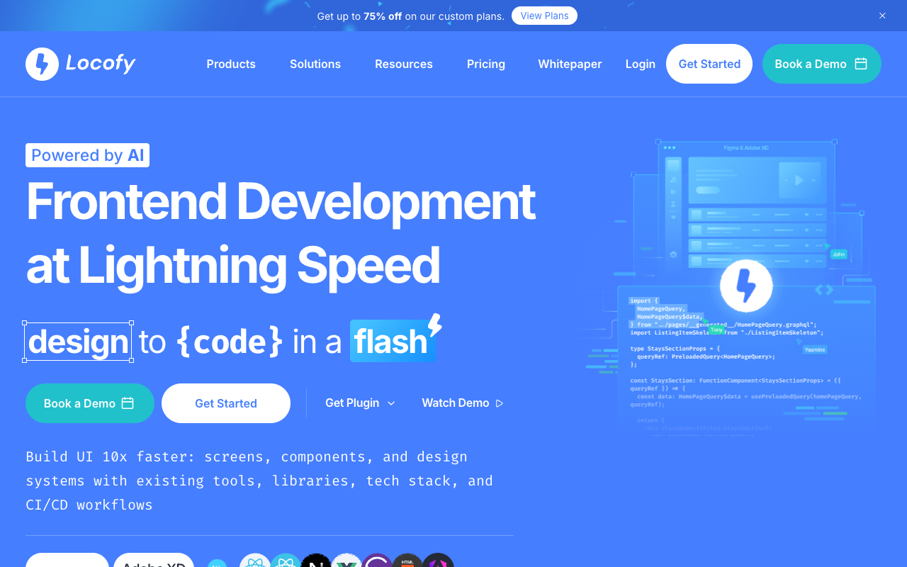 Locofy Lightning - Convert Figma designs to code in 1-click Design Development