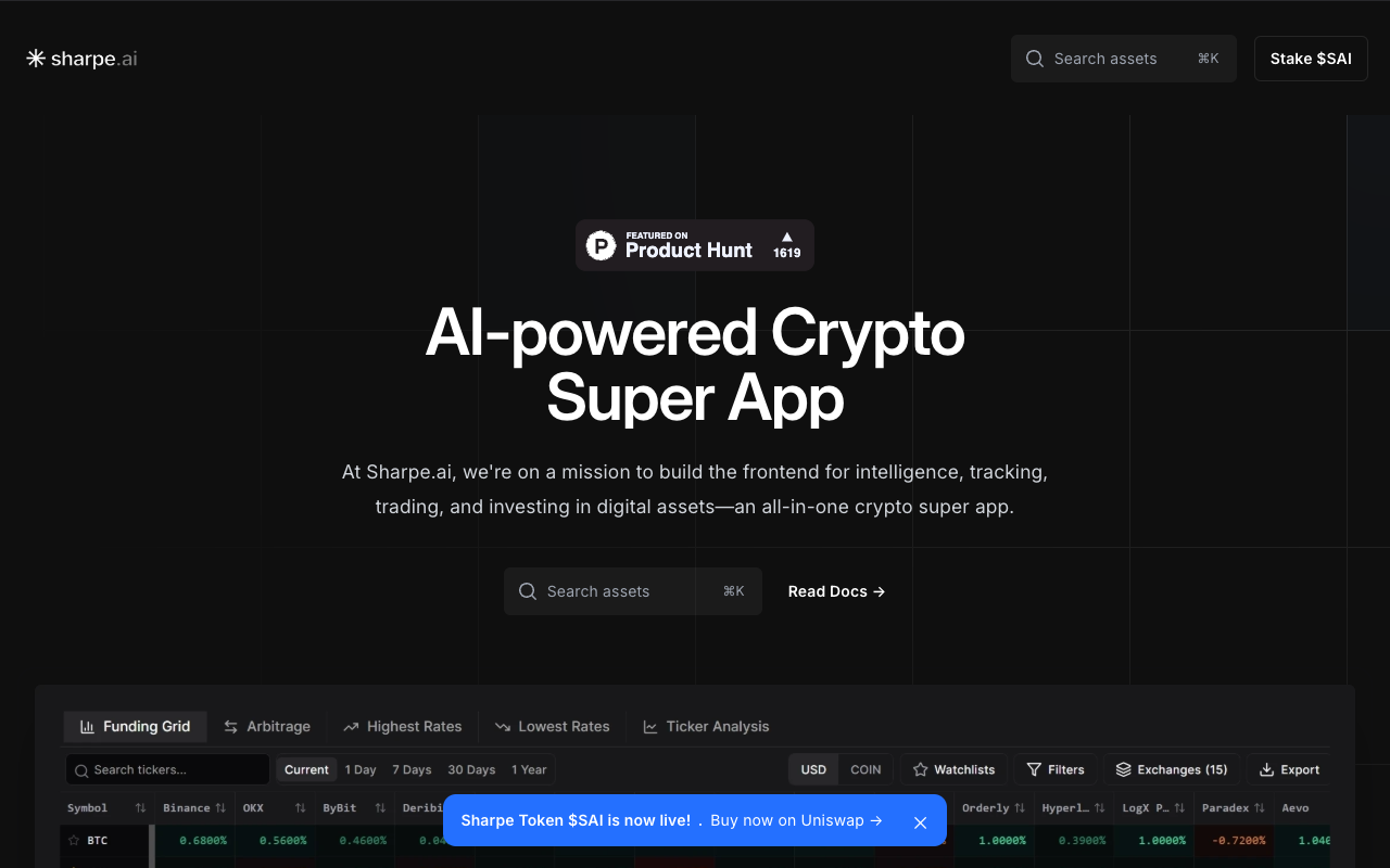 Sharpe Labs - AI-Powered Crypto Super App