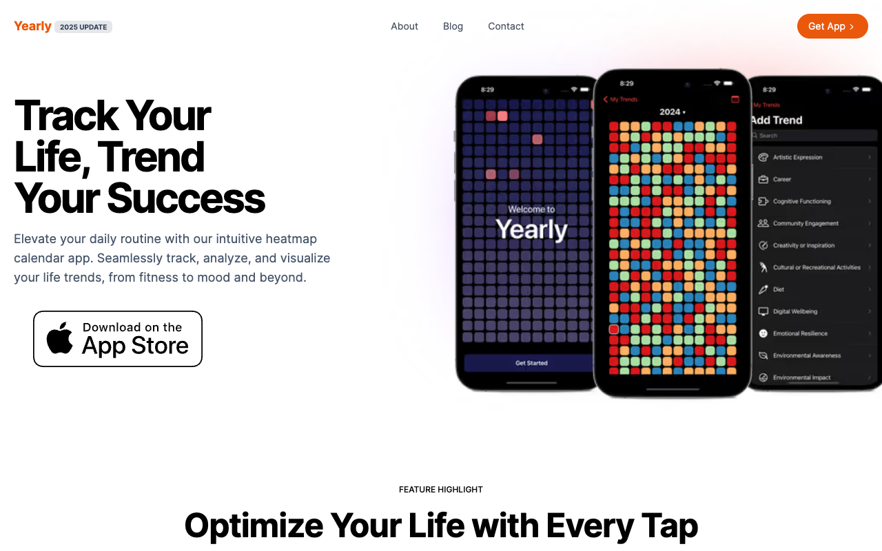 Yearly - Visualize life trends with heatmap calendars