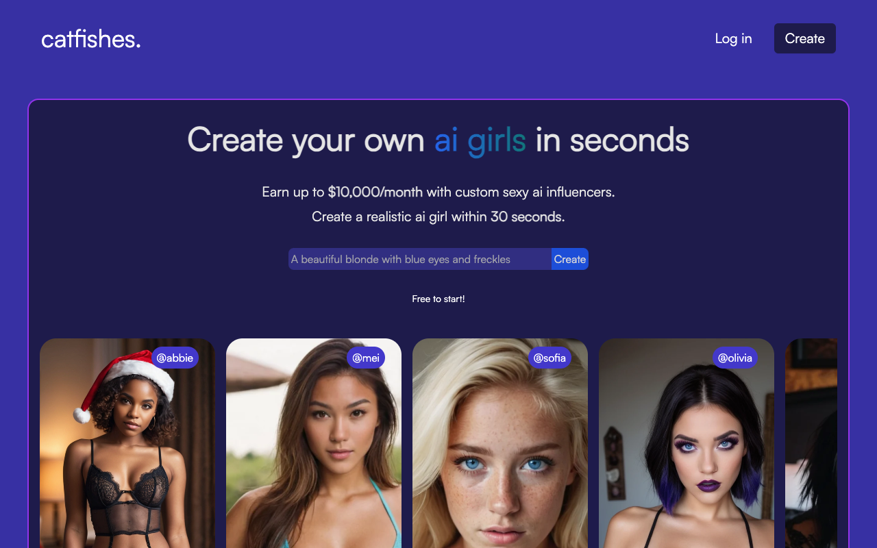 Catfishes - Create AI influencers and AI girls in seconds