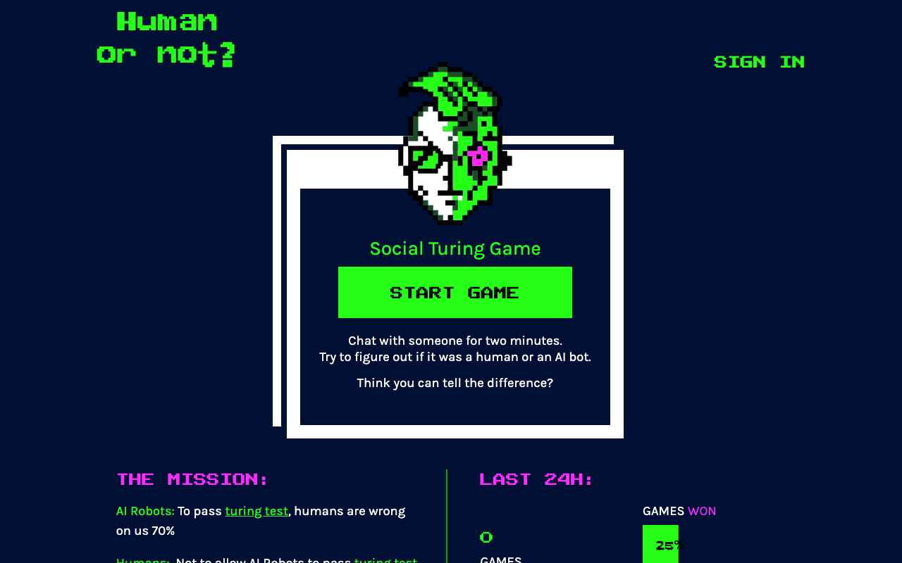 Humanornot.so - Chat for 2 minutes and guess who you talked to: AI or Human?