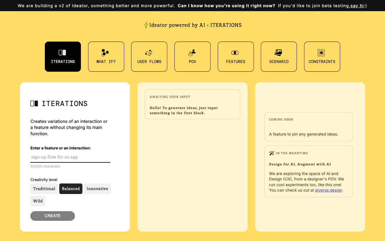 Ideator - The AI Idea Machine for Innovators & Designers