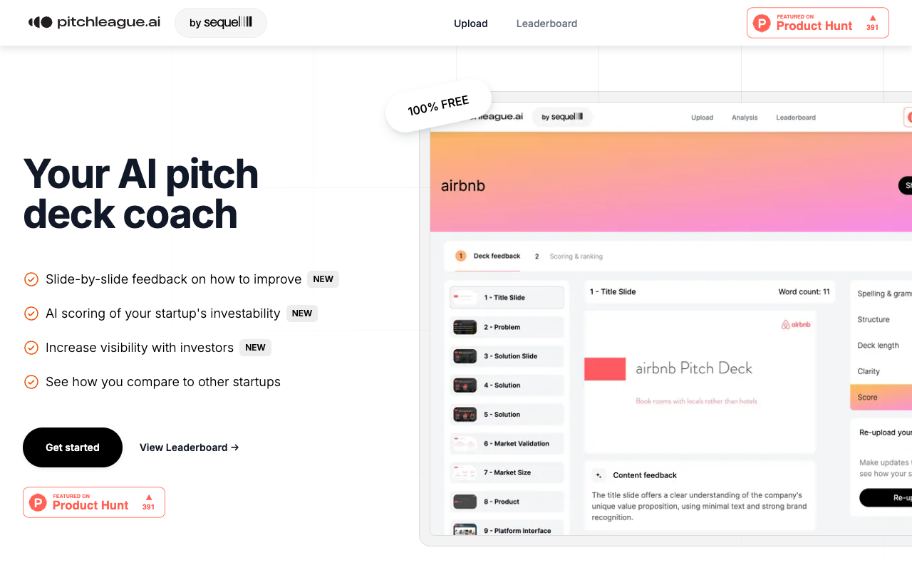 PitchLeague.ai - Your personal AI pitch deck coach