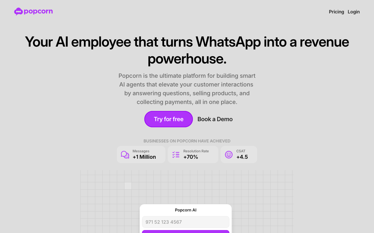 Popcorn - Boost WhatsApp Sales with AI