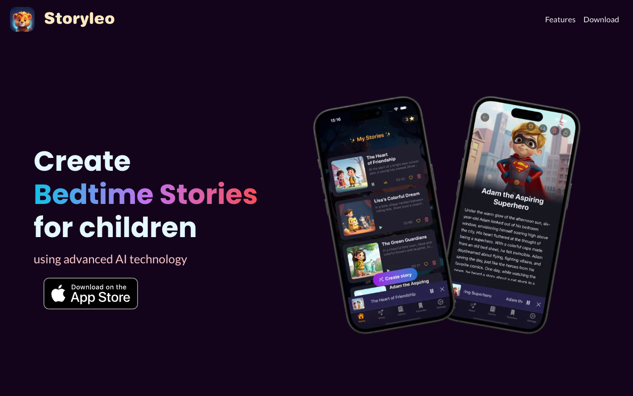 Storyleo: Bedtime Stories AI - Create bedtime stories with audio for children using AI