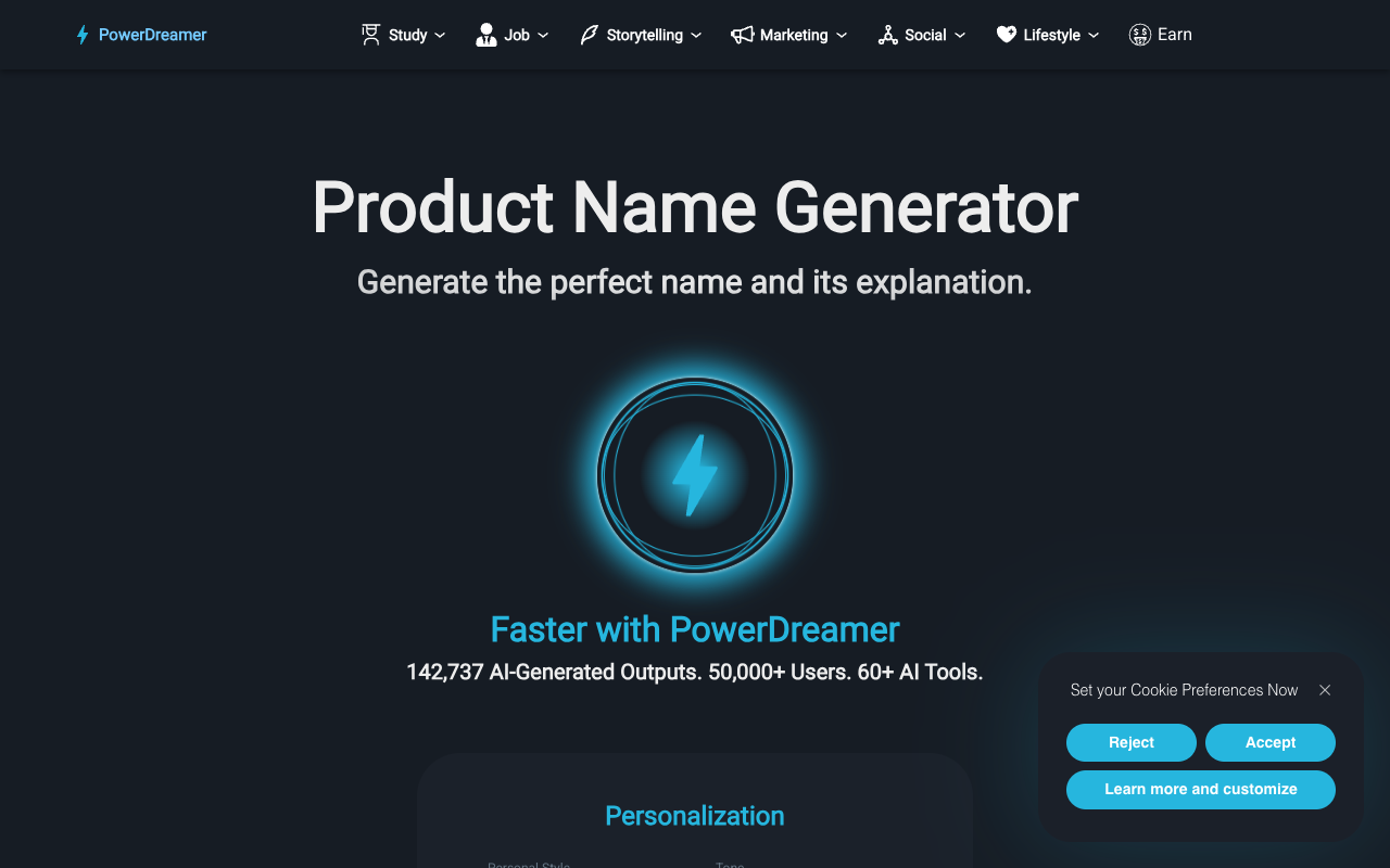 PowerDreamer - Generate the perfect name and its explanation