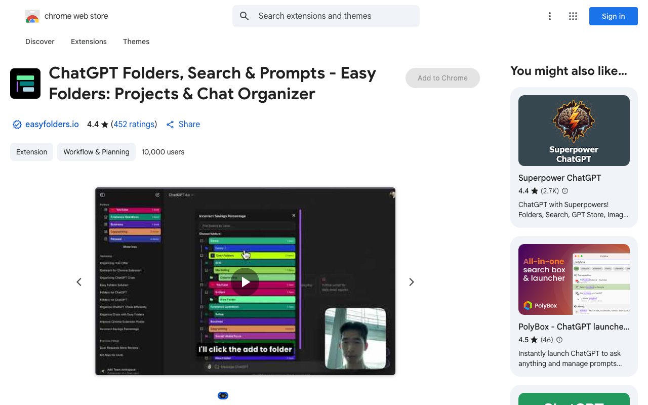 ChatGPT Easy Folders - Essential organization features for ChatGPT