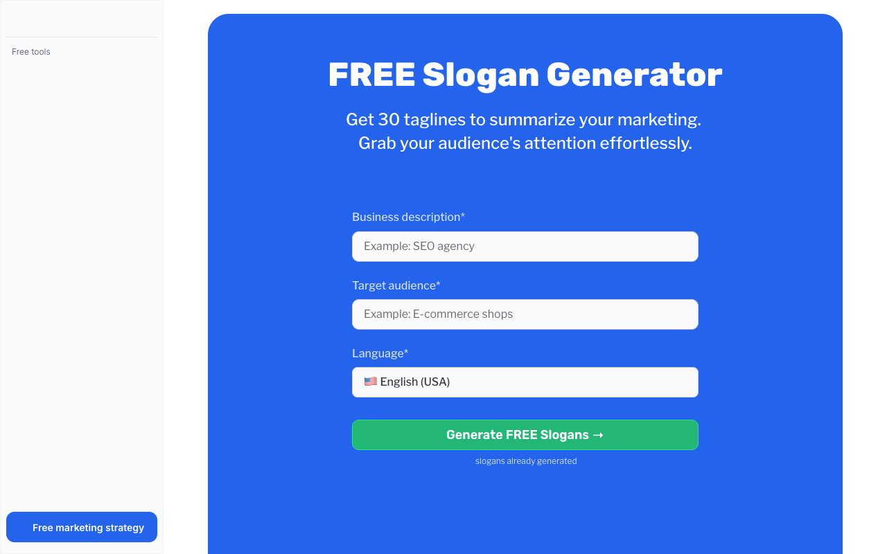 Slogan Generator - Summarize your marketing in 1 sentence