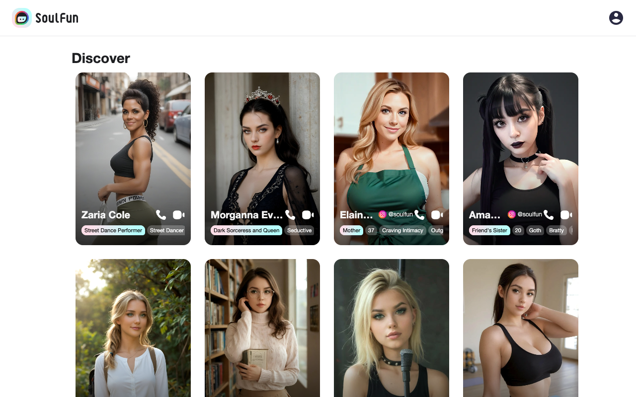 SoulFun - Chat with AI characters through texts and voice calls