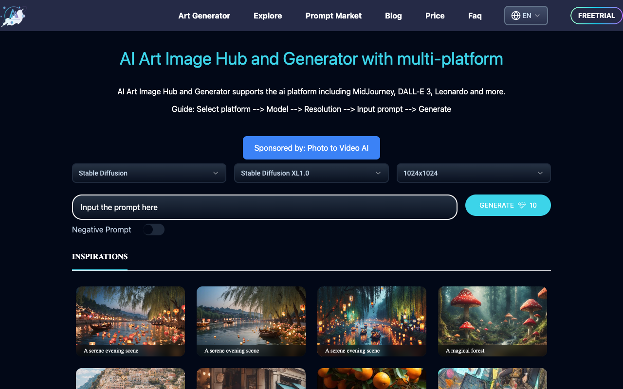 ArtiverseHub AI Image Generator - Get creatives with multi-platform AI image generator