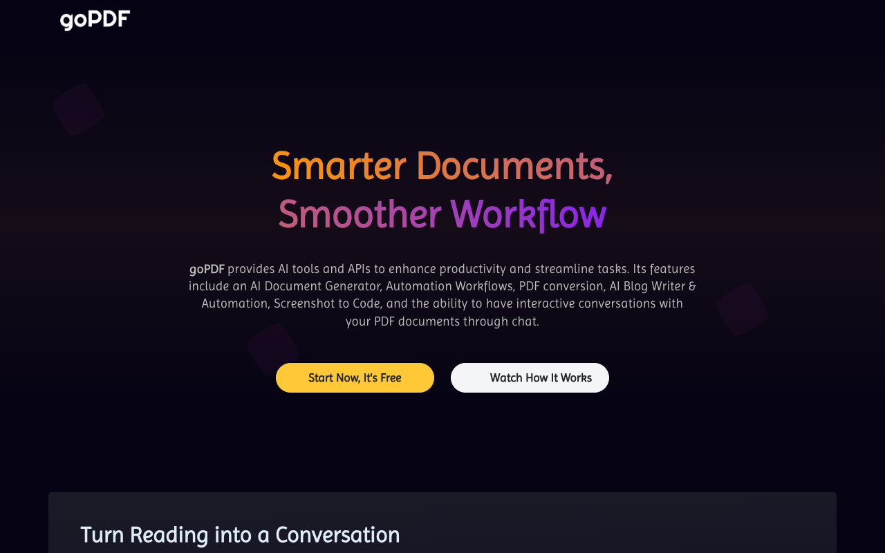 goPDF.pro - AI Chat with PDF's - Smarter Documents, Smoother Workflow