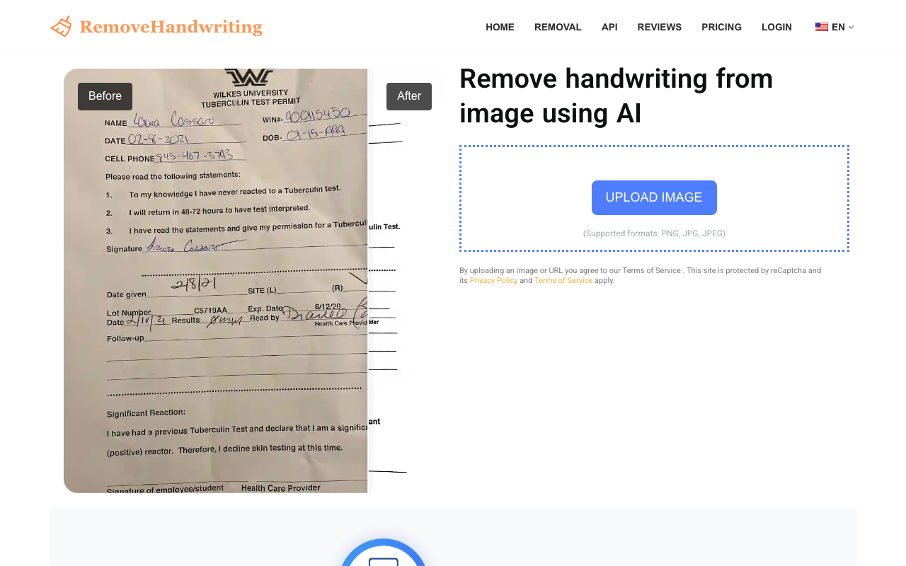 Handwriting Remover - Effortlessly Remove Handwriting from Images & PDFs