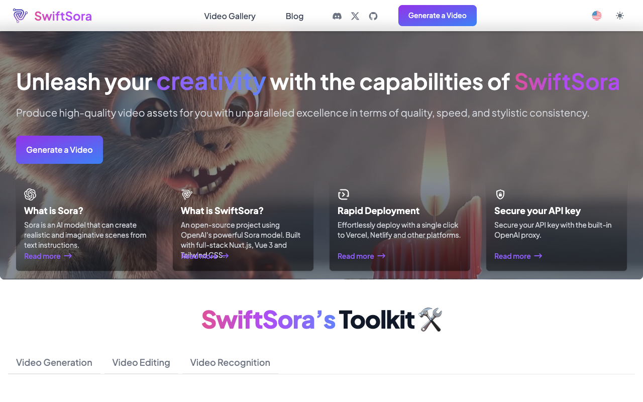 SwiftSora - Transform Text into Videos Effortlessly