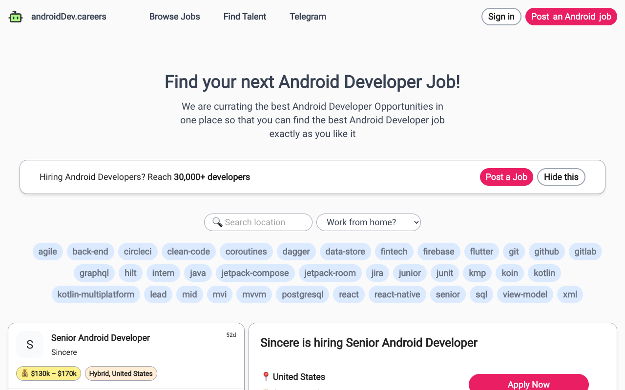 androidDev.careers - Job board for Android Developers