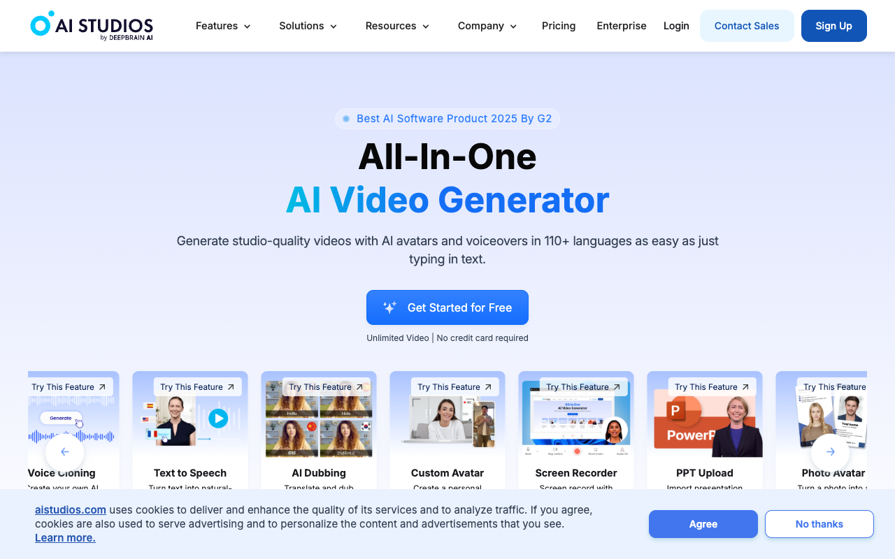 AI Studios by DeepBrain AI - Text to video platform with AI avatars AI Video Content Creation