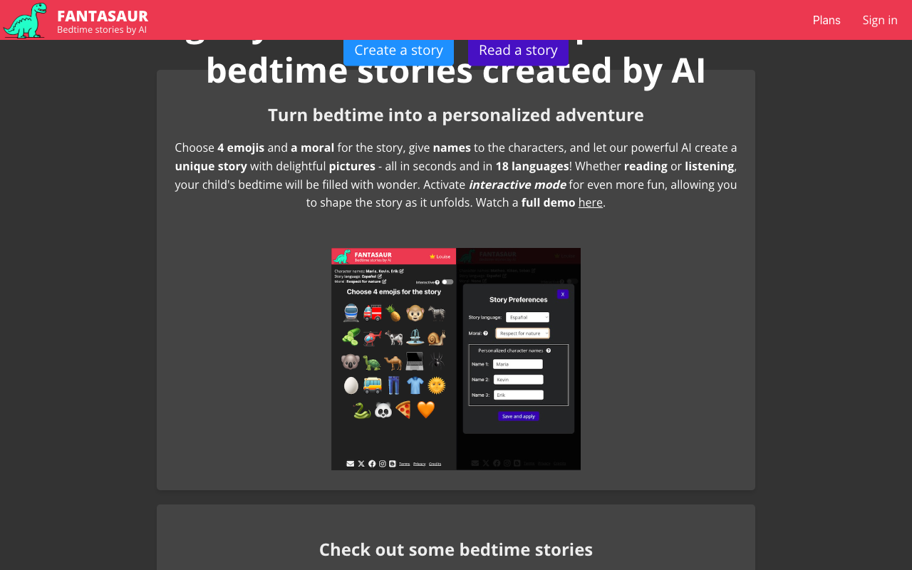 Fantasaur - Personalized Bedtime Stories by AI