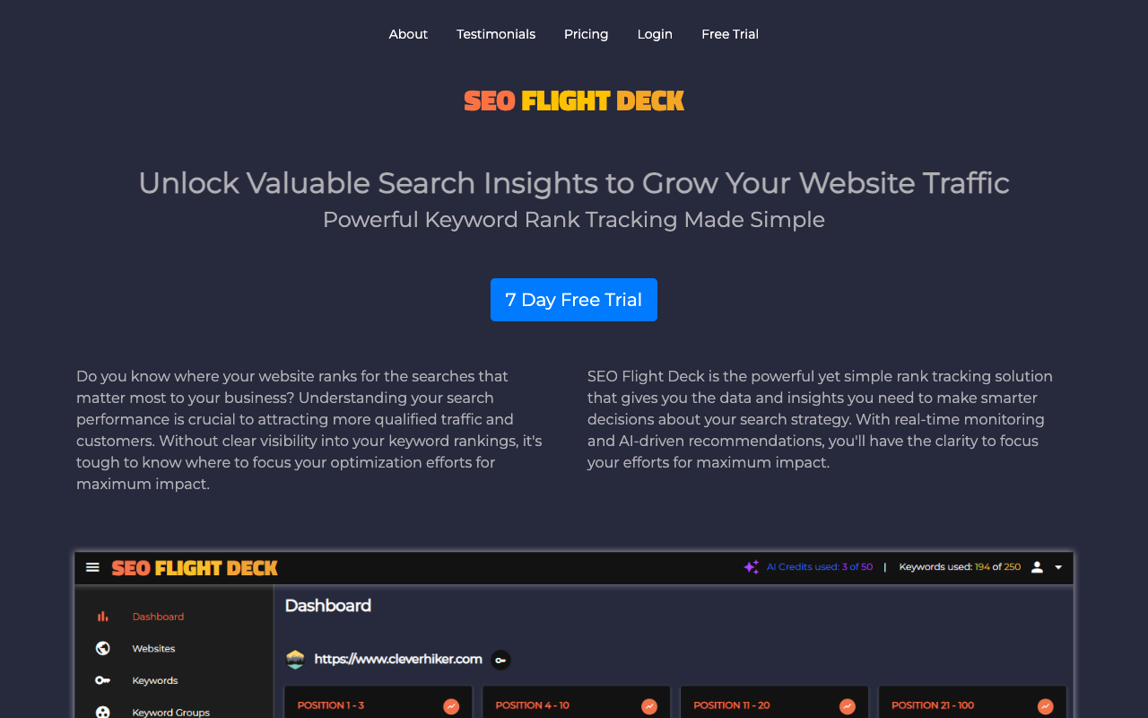 SEO Flight Deck - Your AI-Powered Keyword Rank Tracking Solution