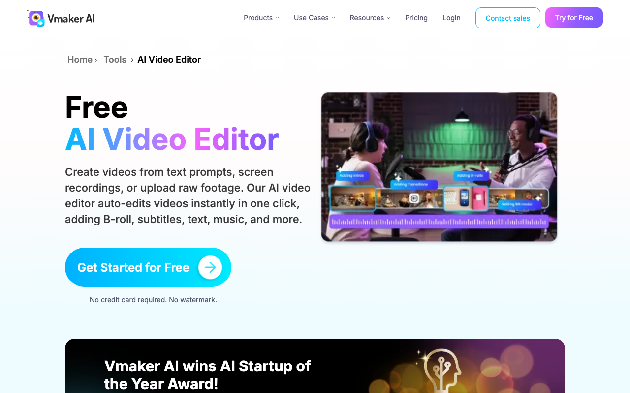 Vmaker AI Video Editor - Turn Your Raw Videos into Wow Videos in Minutes