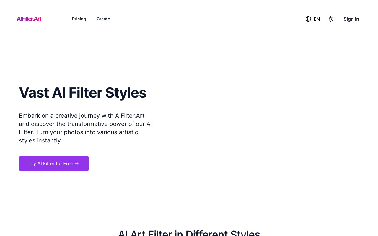 AIFilter.Art - Easily Generate Stunning AI Art Portraits from Your Selfies