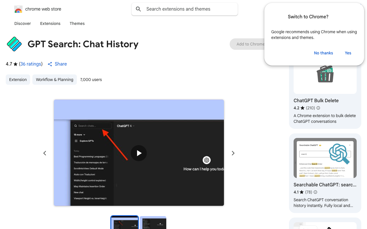 GPT Search - Quickly Search Your ChatGPT Chat History