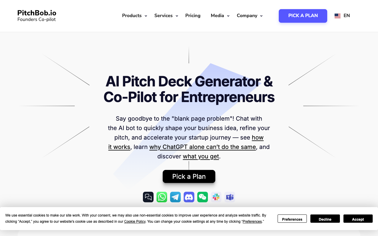 PitchBob.io - AI pitch deck generator & Startup Co-pilot