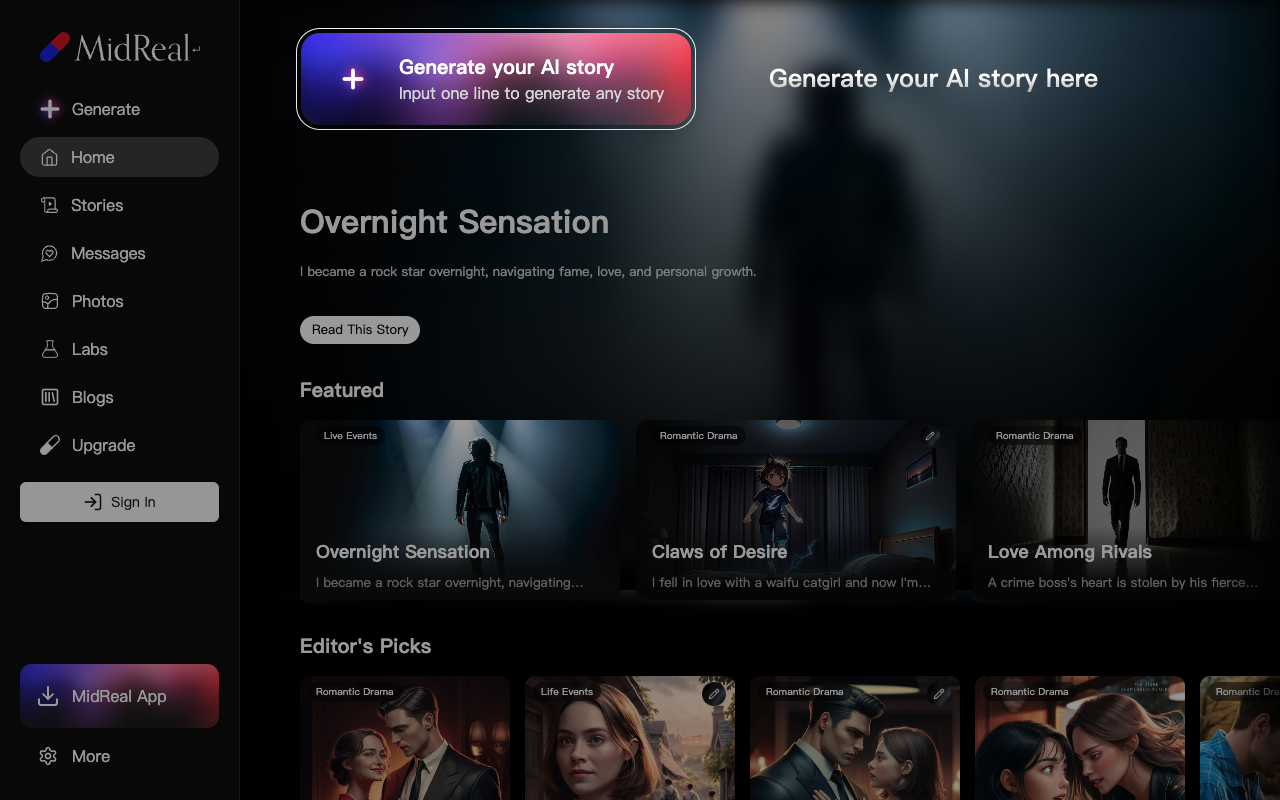 MidReal - Create interactive stories with AI, one choice at a time