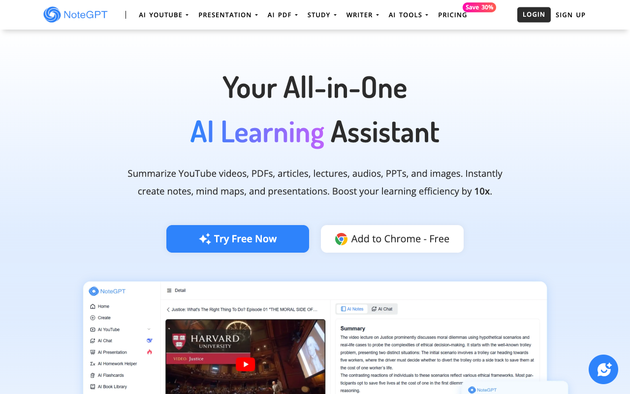 NoteGPT - AI-powered Summarization and Note-taking Platform AI Video Text