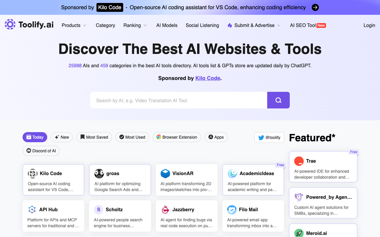 Toolify AI - The Largest AI Navigation and Discovery Tool