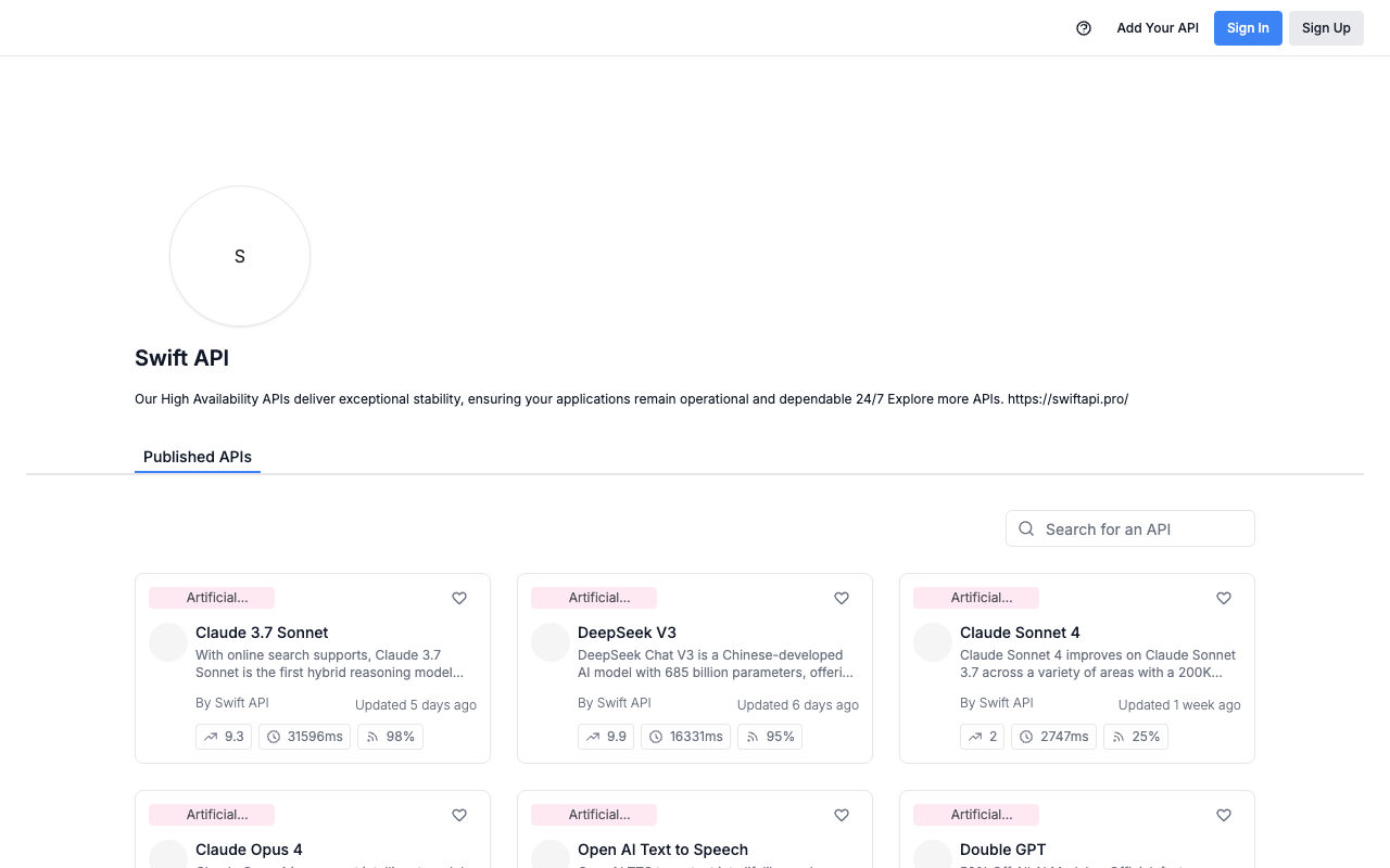 AI Models APIs - High availability AI model APIs: ChatGPT, Claude 3, and more