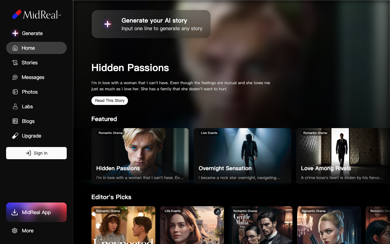 MidReal - Create interactive stories with AI, one choice at a time