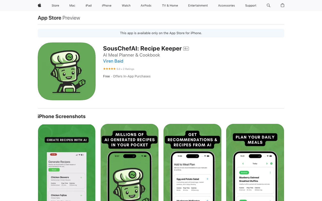 SousChefAI - Millions of AI recipes & recommendations in your pocket