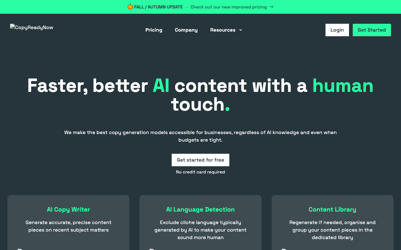 CopyReadyNow - Faster, better AI content with a human touch