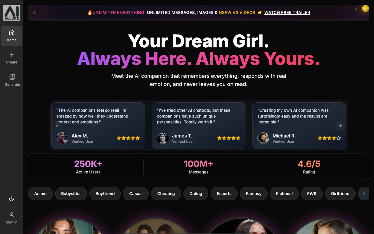 AIAllure - Create Your Own Custom AI Girlfriend with Just a Few Clicks
