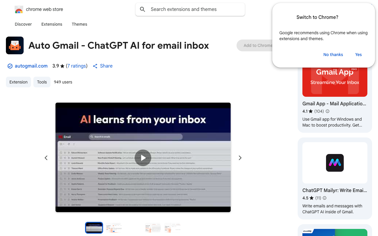 Auto Gmail - ChatGPT AI for email inbox - Let the AI train on your whole email data and answer for you