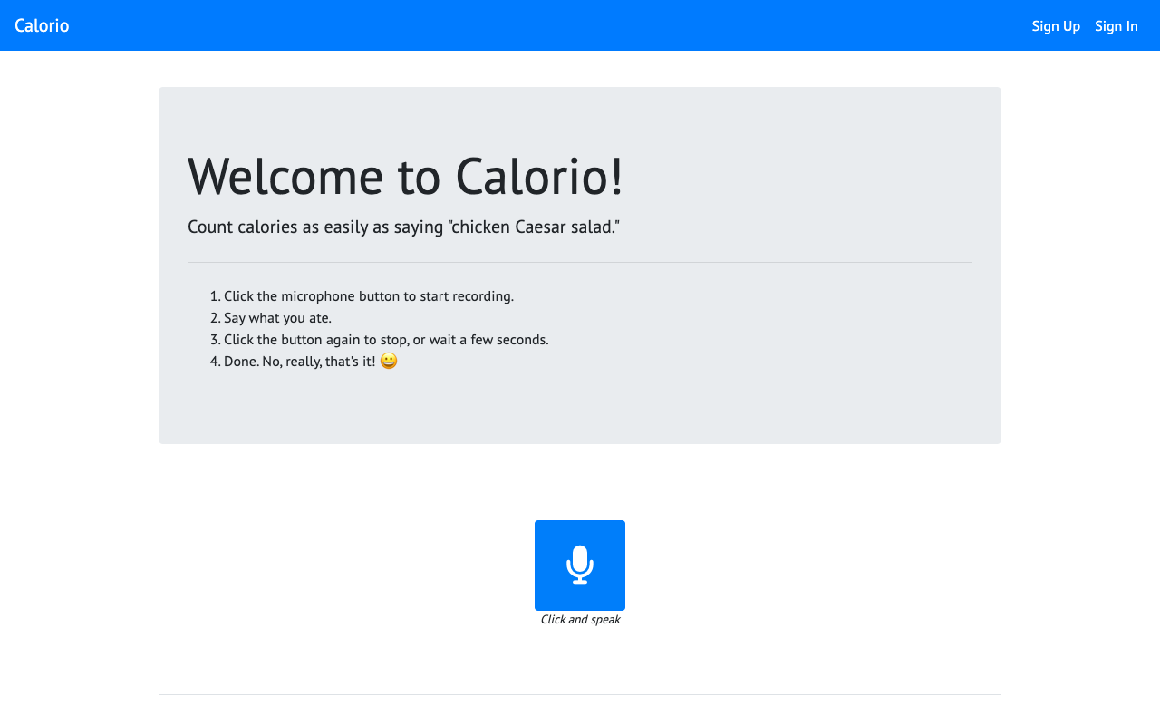 Calorio - Track your calories easily by saying what you ate Health Fitness