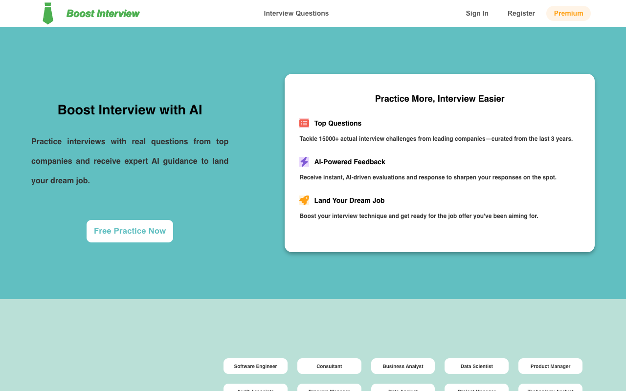 Boost Interview - Practice Real Interview Questions with AI Guidance