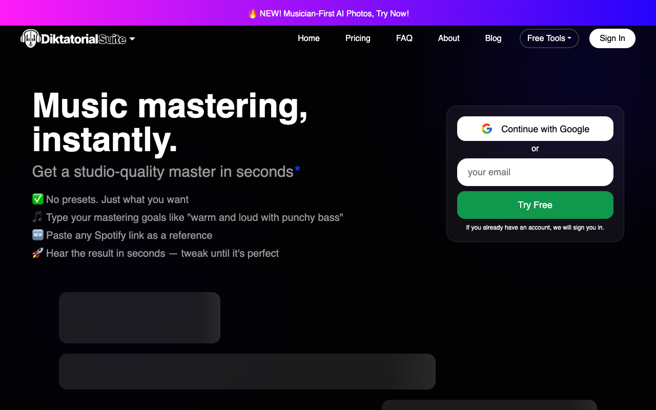 DIKTATORIAL Suite - AI Audio Mastering with Texting