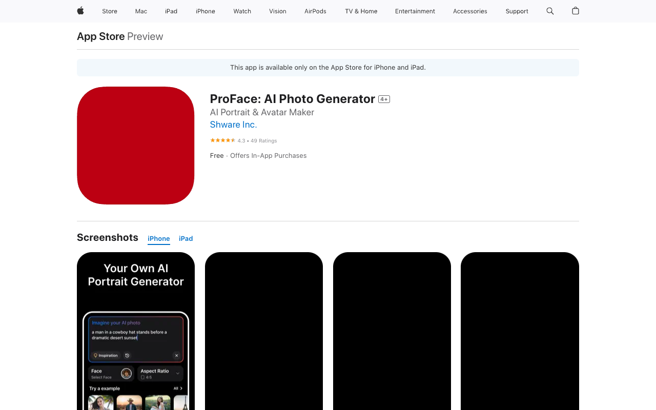 ProFace - Create your AI portraits in 10 seconds