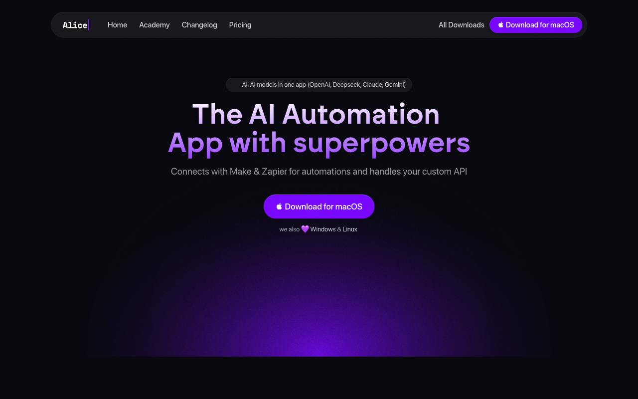 Alice - Ask AI for actions, not answers