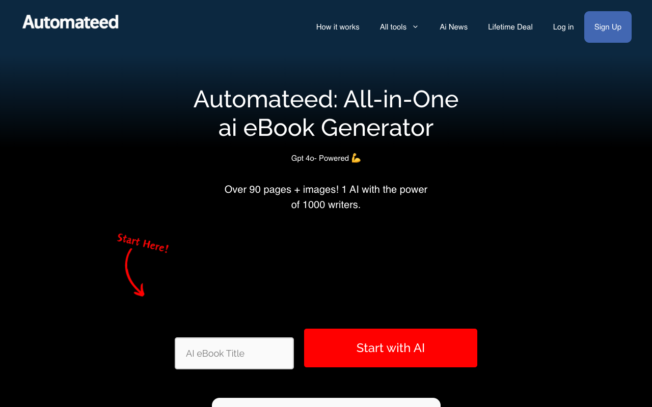 Automateed - An AI powered eBook writing software AI Writing eBooks