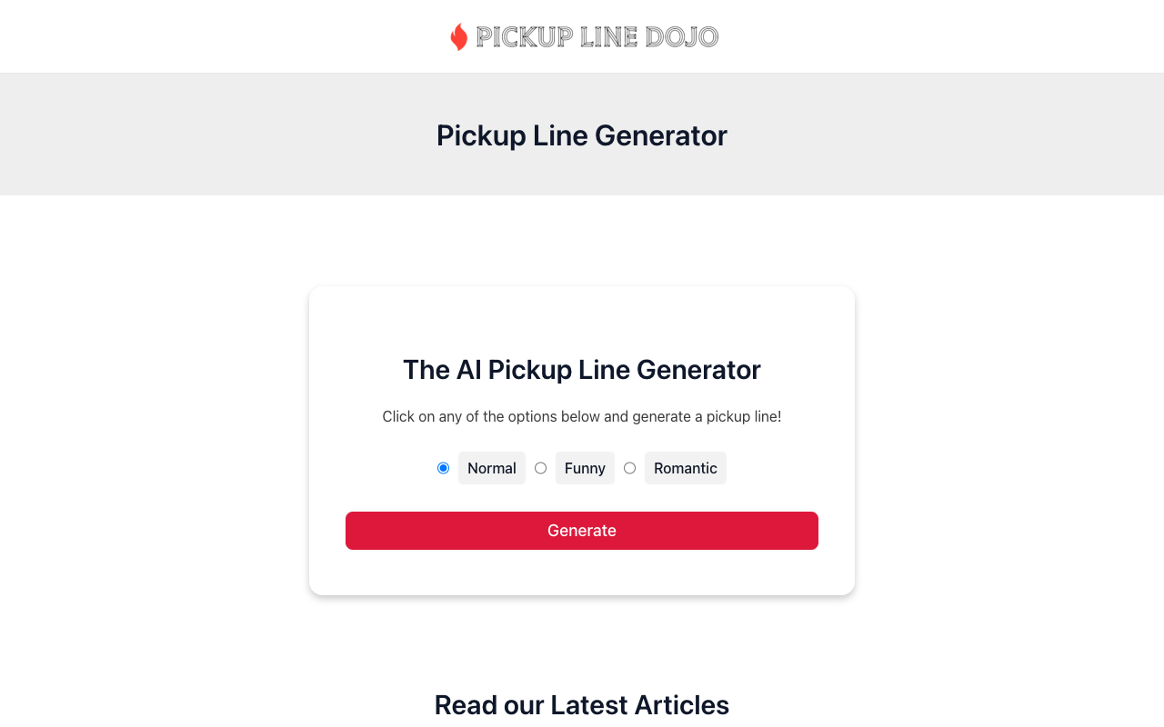 Pickup Line Dojo - Your Source for AI-Generated Pickup Lines