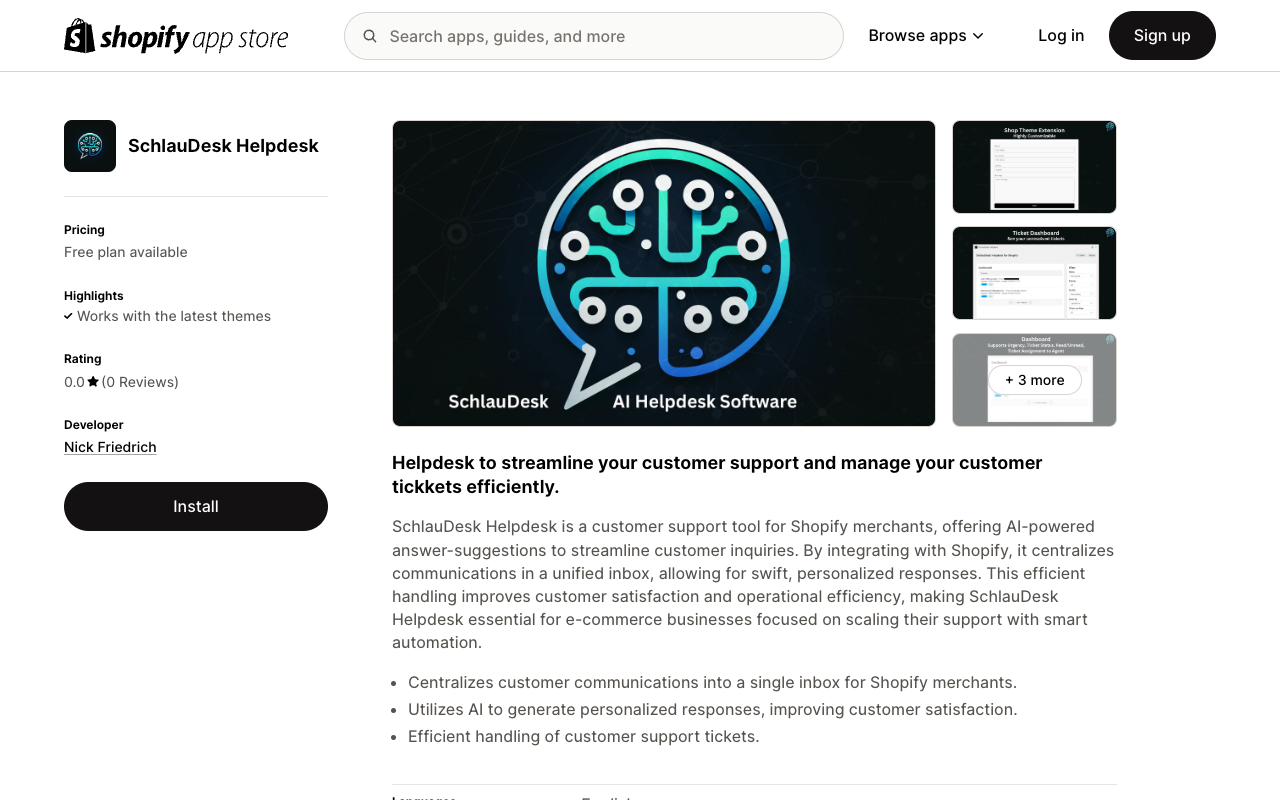 Schlau-Desk HelpDesk - Your AI-Helpdesk for Shopify