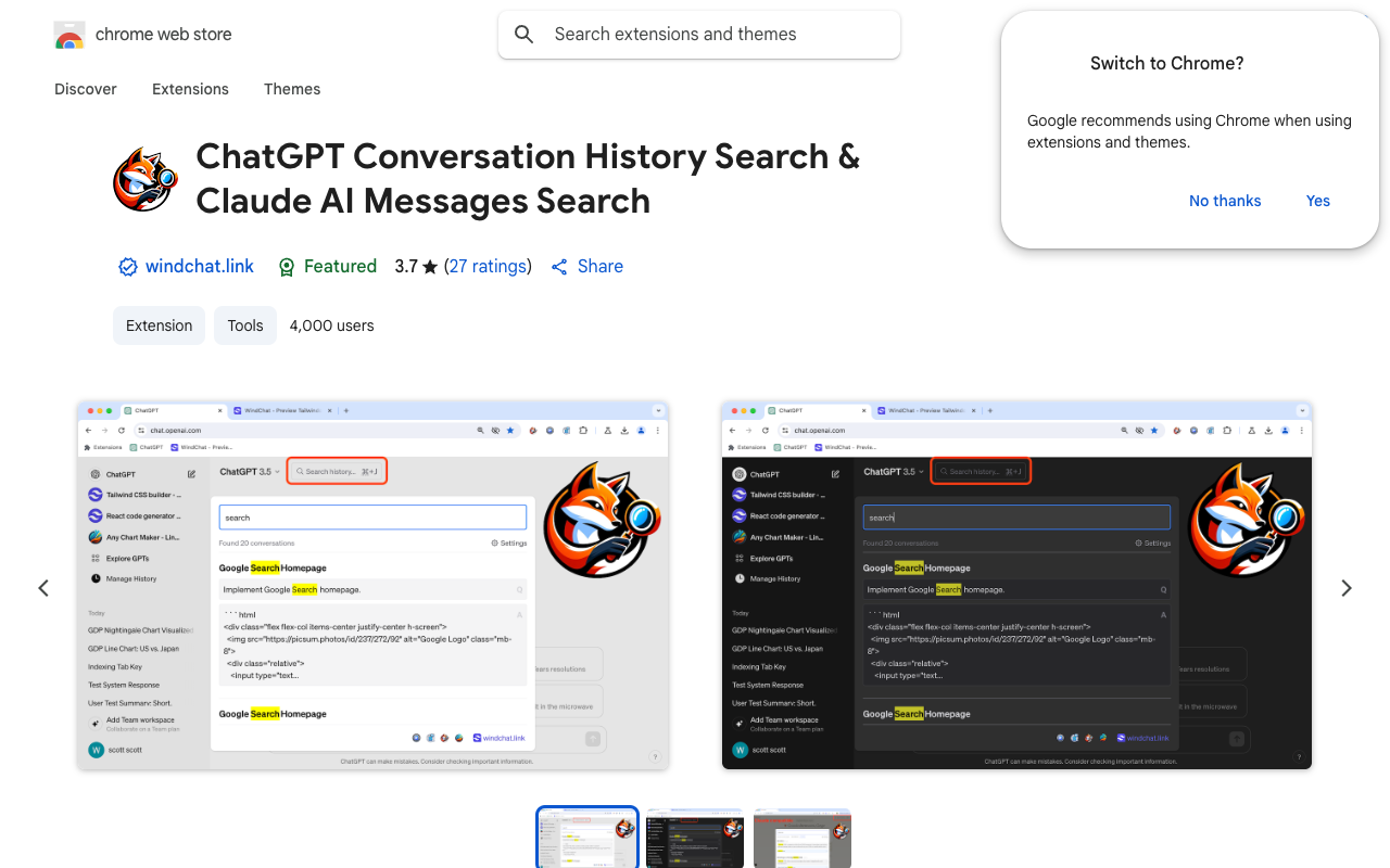 ChatGPT Conversation History Search - Search ChatGPT history quickly and with complete privacy