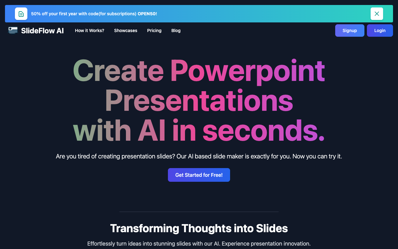 SlideFlow AI - Effortless Presentations, Powered by AI
