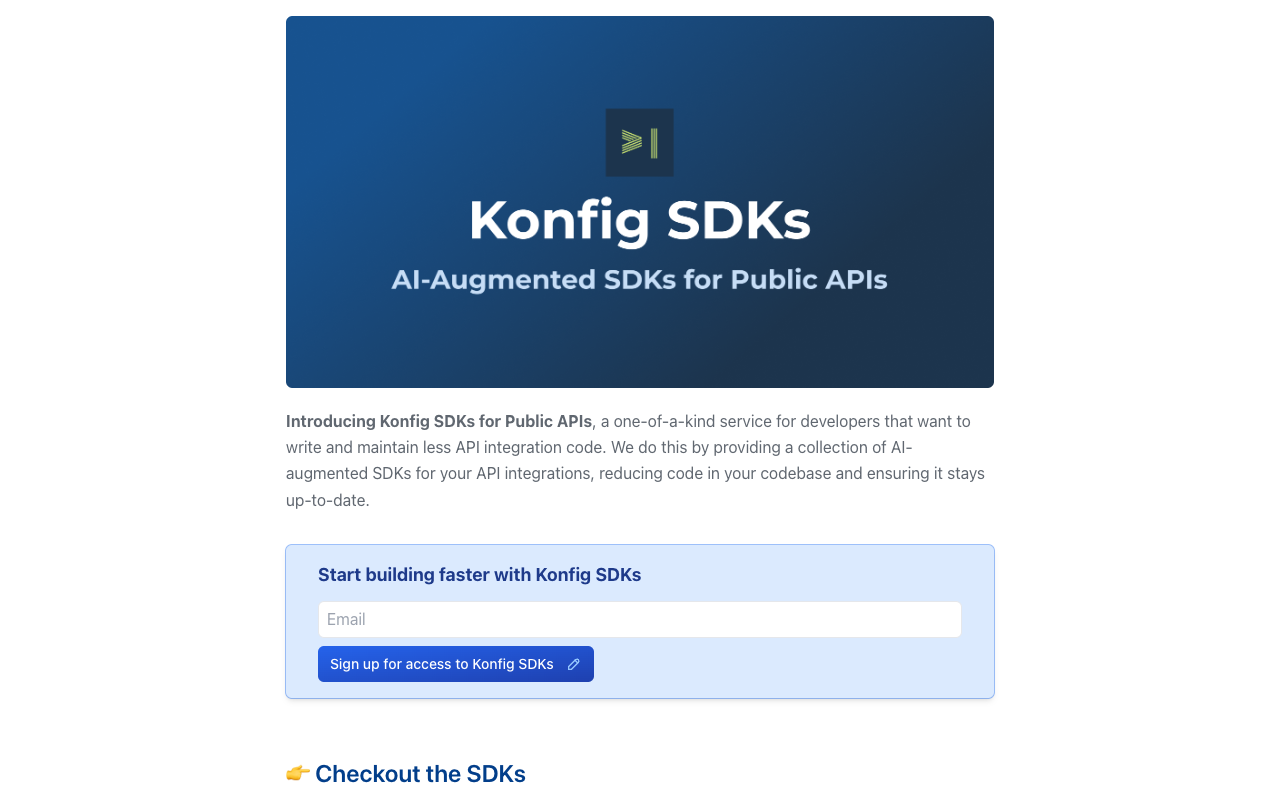 Konfig SDKs - AI-Augmented SDKs for public APIs
