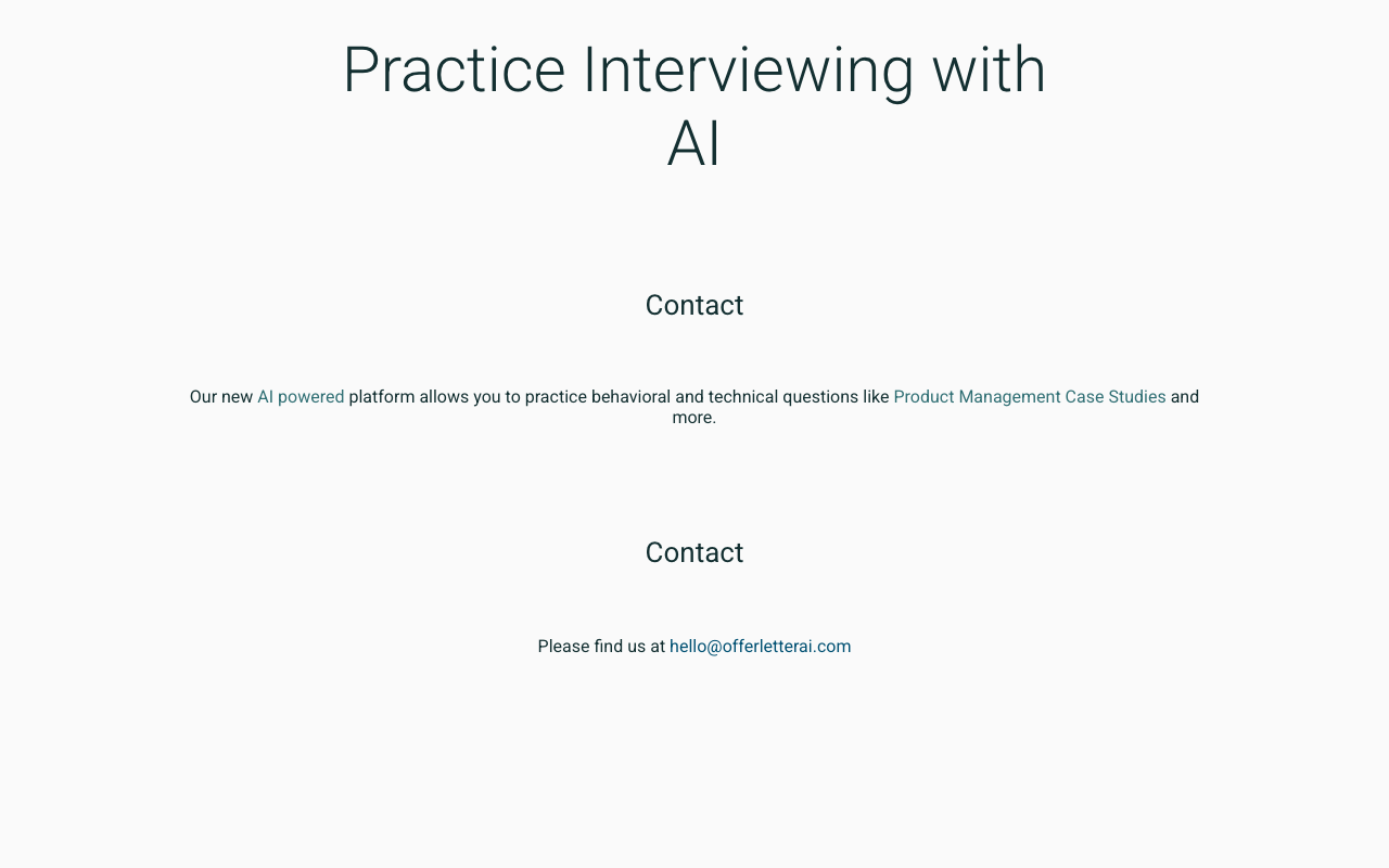 OfferLetterAI - Practice AI Interview Questions for Product, Finance, Tech, and More