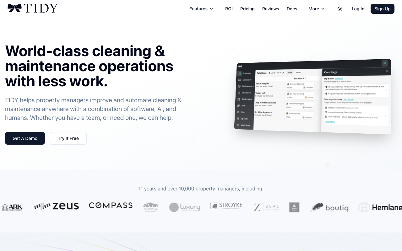 TIDY - World-class cleaning & maintenance made easy Property Management Maintenance Automation