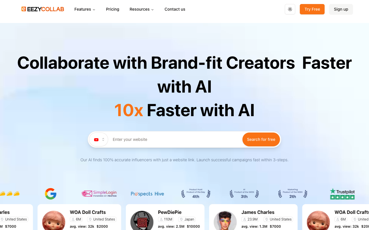 eezyCollab - AI-powered Influencer Marketing Tool. Just Describe and Go!