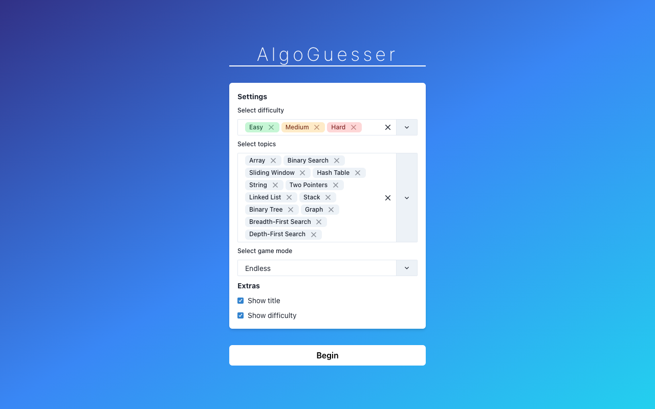 AlgoGuesser - Test yourself and increase your algorithmic intuition